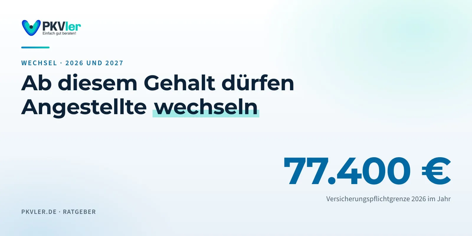 Titelbild: Ab diesem Gehalt dürfen Angestellte wechseln. 77.400 €: Versicherungspflichtgrenze 2026 im Jahr.